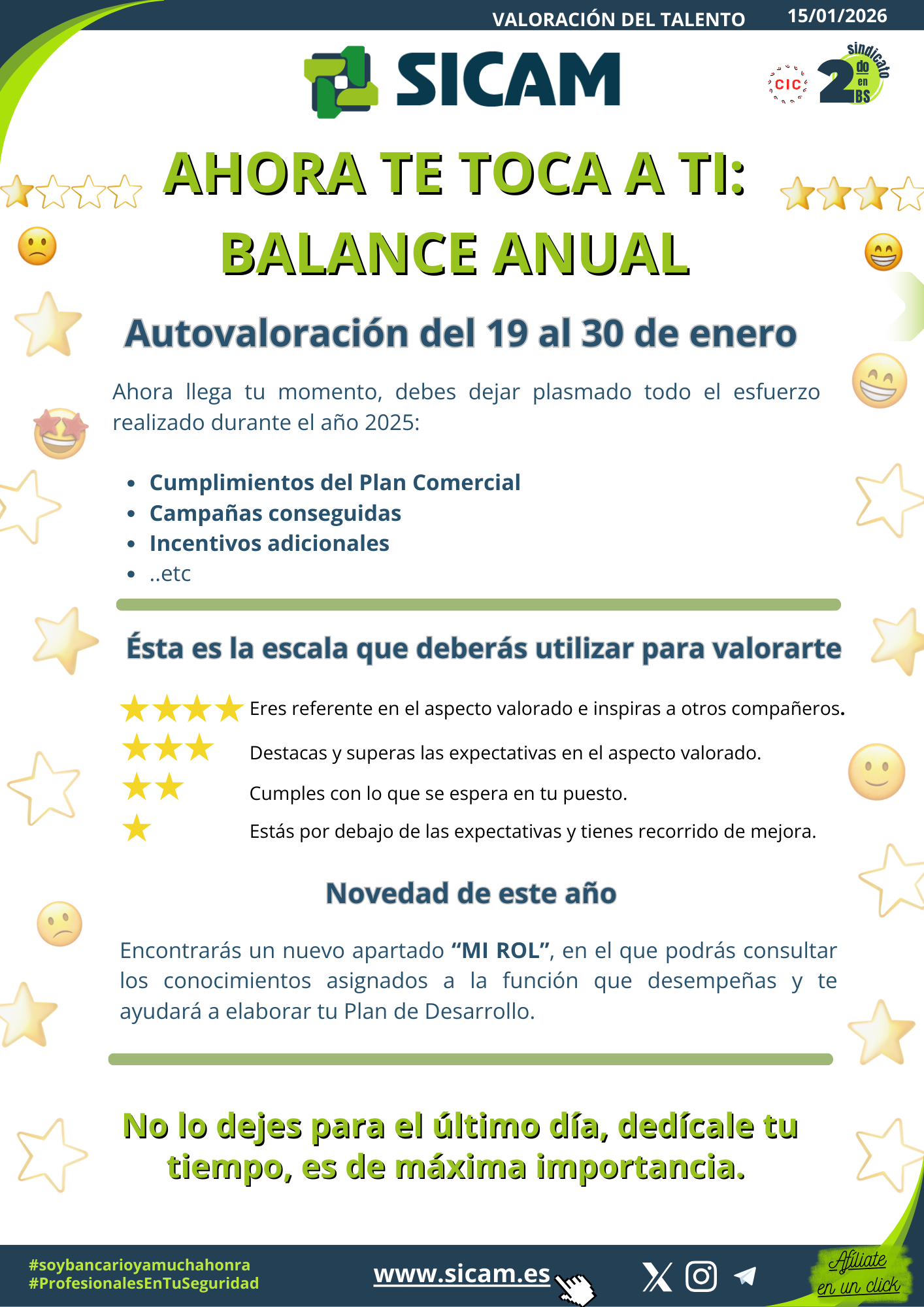 15 enero 2026. AHORA TE TOCA A TI. BALANCE ANUAL<br>